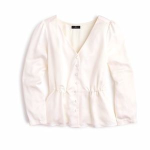 NWT Ivory J. Crew Long Sleeve Peplum Top